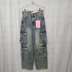 Lilac Sunset Jeans Cargo Blue Skater Grunge Street Punk Utility Acid 5/6 NWT
